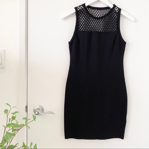 Urban Outfitters Silence + Noise Black Mesh Insert Bodycon Dress M NWOT - Picture 2 of 8